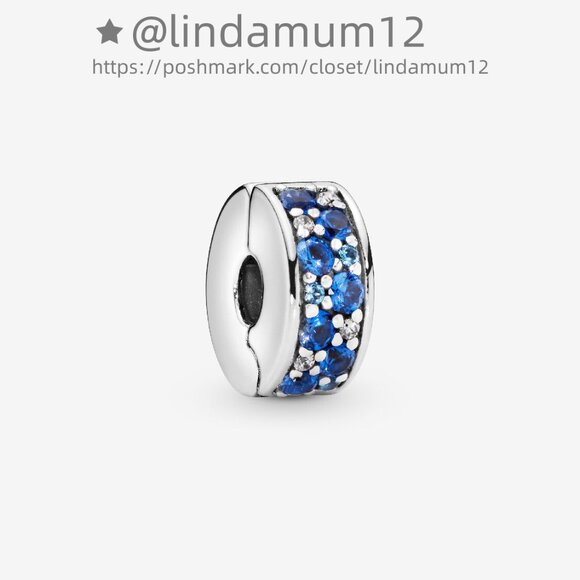Pandora Blue Pavé Clip Charm - Picture 1 of 5